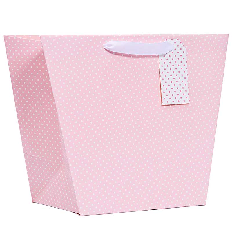 PINK POLKA LARGE VASE GIFTBAG 6S