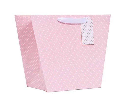 PINK POLKA LARGE VASE GIFTBAG 6S
