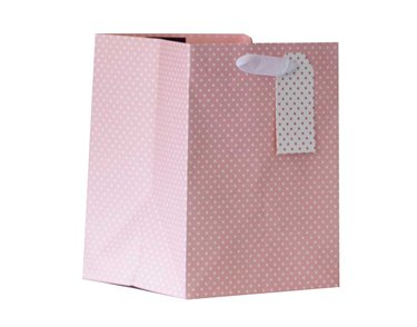 PINK POLKA MEDIUM PLANT GIFTBAG 6S