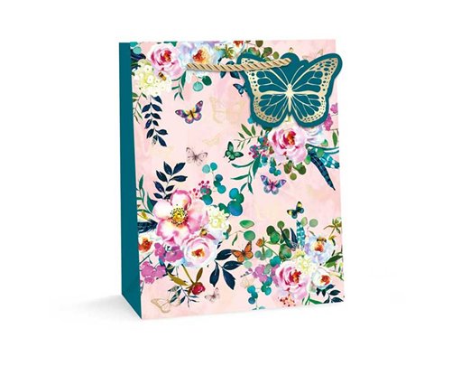 BUTTERFLIES AND FLOWERS MEDIUM GIFT BAG 12S