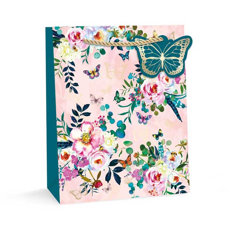 BUTTERFLIES AND FLOWERS LARGE GIFT BAG 12S