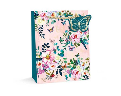 BUTTERFLIES AND FLOWERS LARGE GIFT BAG 12S