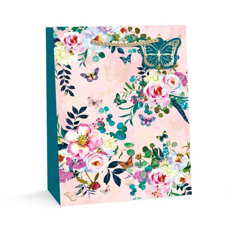 BUTTERFLIES AND FLOWERS XLG GIFT BAG 12S