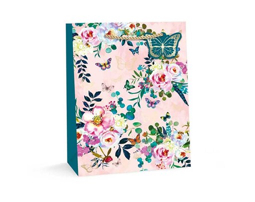 BUTTERFLIES AND FLOWERS XLG GIFT BAG 12S