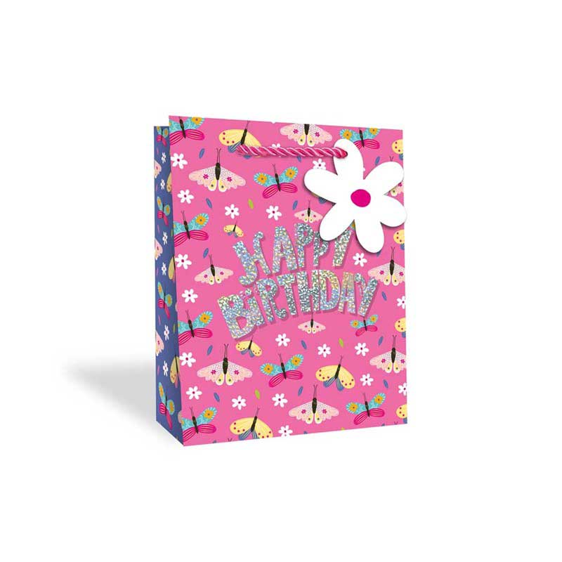 GIRLS BUTTERFLIES MEDIUM GIFT BAG 12S
