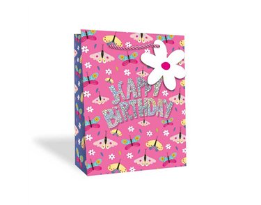 GIRLS BUTTERFLIES LARGE GIFT BAG 12S