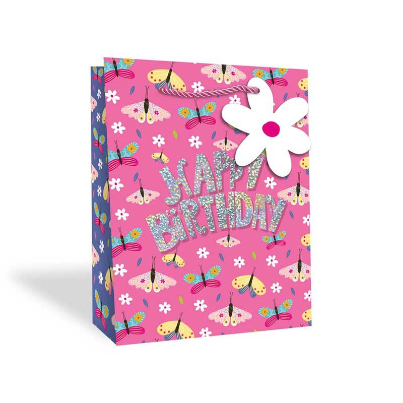 GIRLS BUTTERFLIES LARGE GIFT BAG 12S
