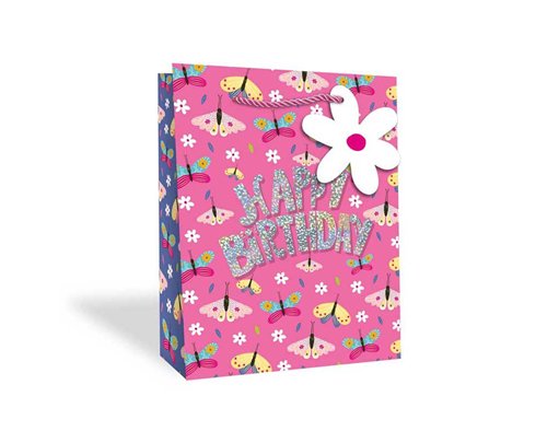 GIRLS BUTTERFLIES LARGE GIFT BAG 12S