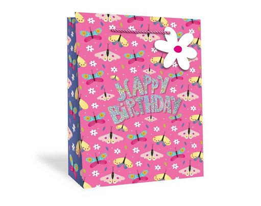 GIRLS BUTTERFLIES XLG GIFT BAG 12S