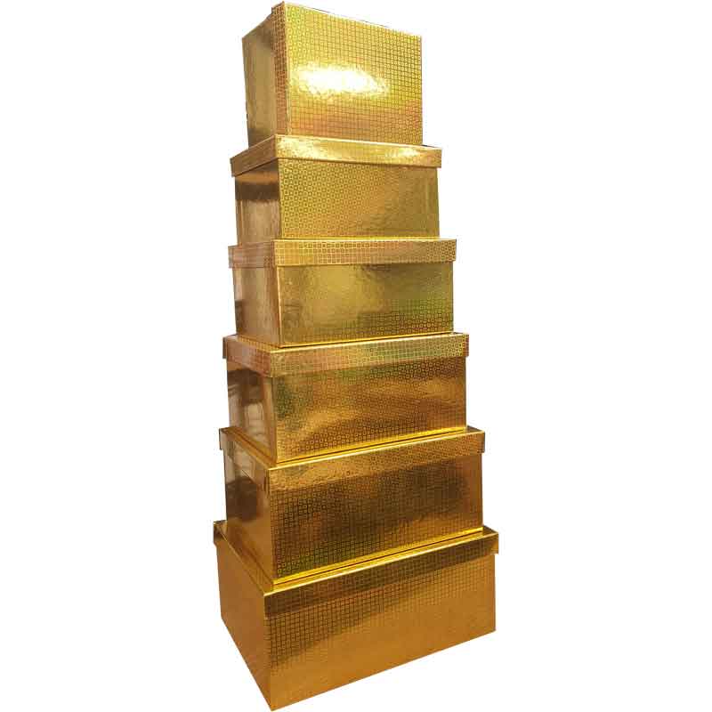 6SET GOLD HOLOGRAPHIC GIFT BOXES