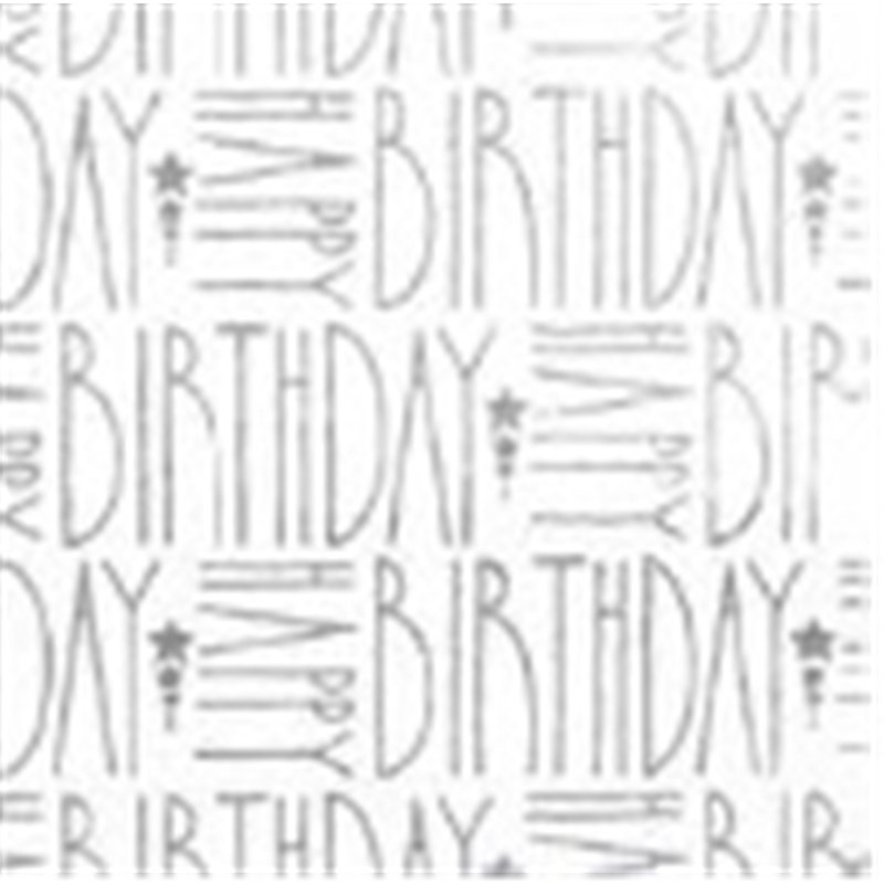 GLITTER ARGENTO HAPPY BIRTHDAY SILVER ON WHITE GLITTER GIFTWRAP 25S
