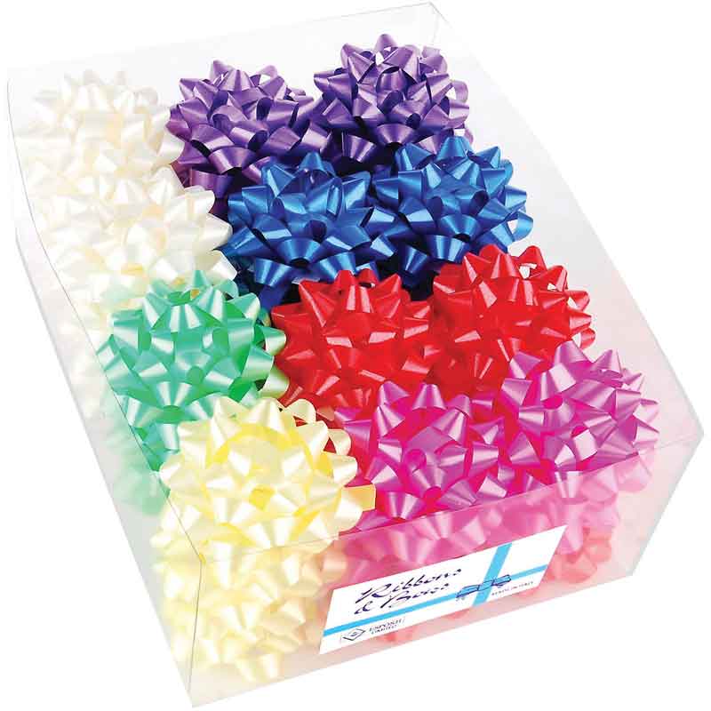 ASSORTED COLOURS SATIN CONFETTI BOW 36S