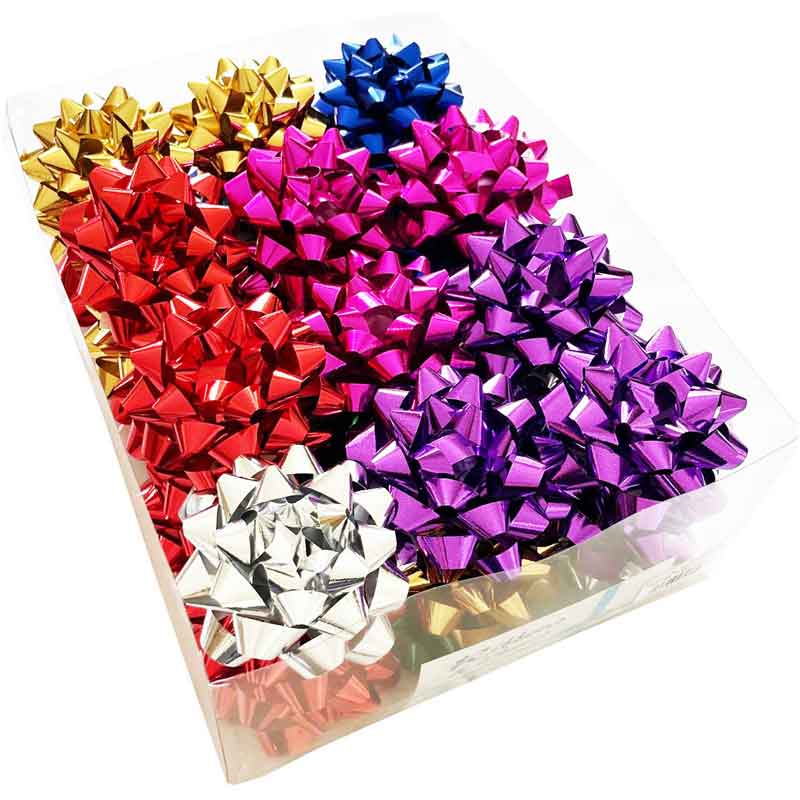 ASSORTED COLOURS METALLIC CONFETTI BOW 36S