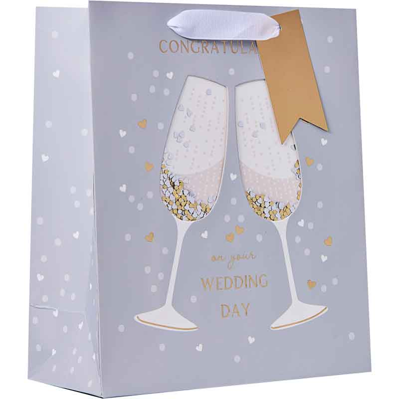 CHAMPAGNE CONFETTI MEDIUM GIFT BAG 6S