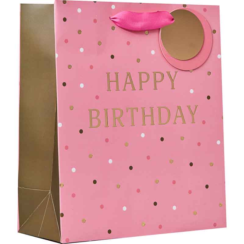 HAPPY BIRTHDAY PINK MEDIUM GIFT BAG 6S
