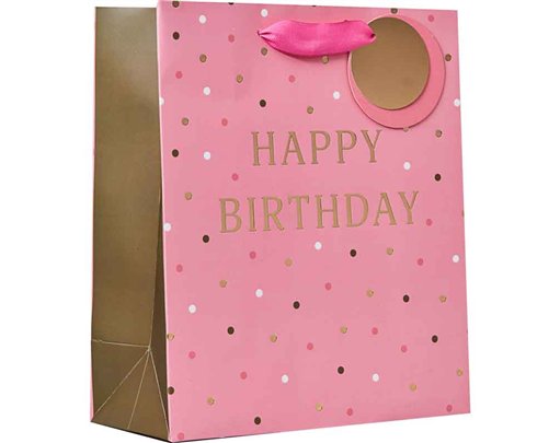 HAPPY BIRTHDAY PINK MEDIUM GIFT BAG 6S
