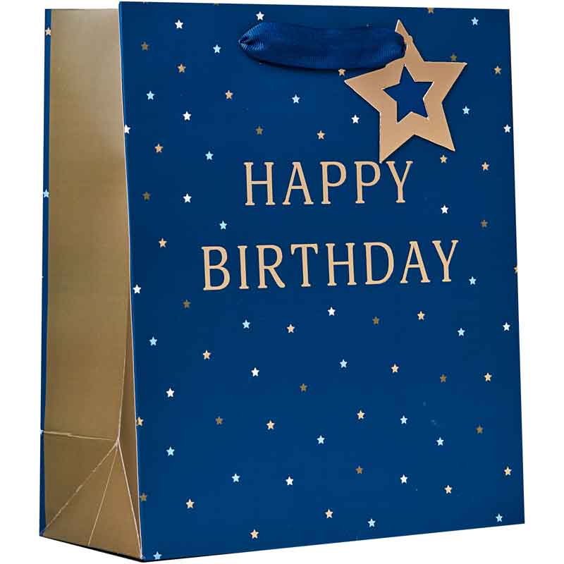 HAPPY BIRTHDAY BLUE MEDIUM GIFT BAG 6S