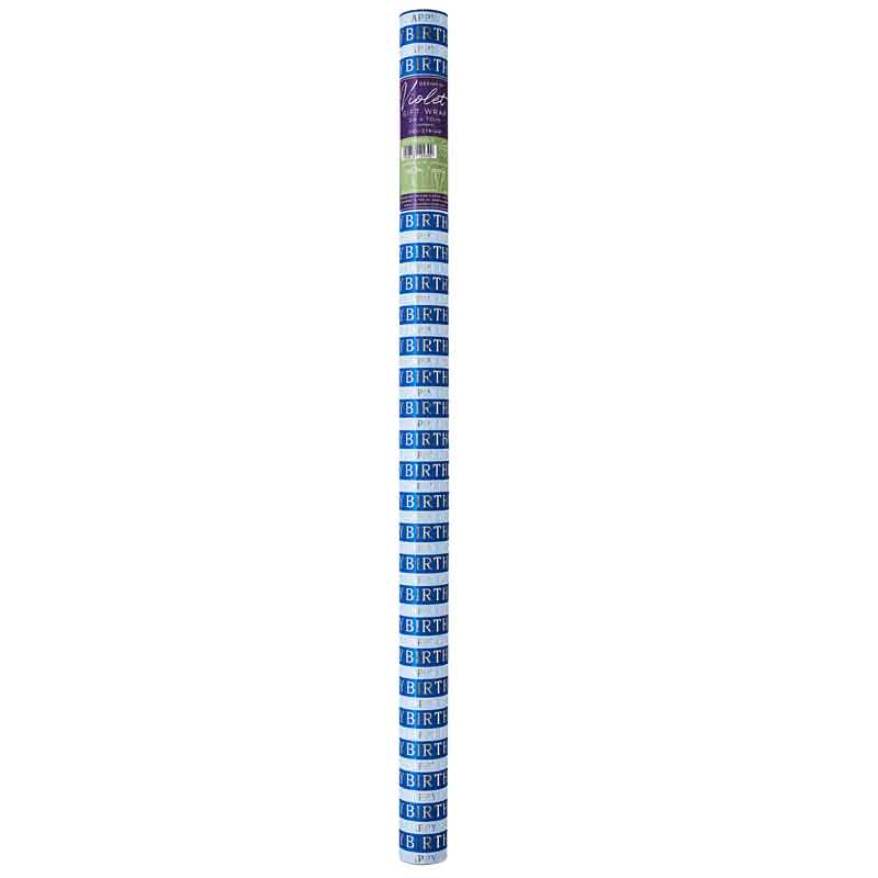 2m ASST BLUE BIRTHDAY ROLL WRAP 24S