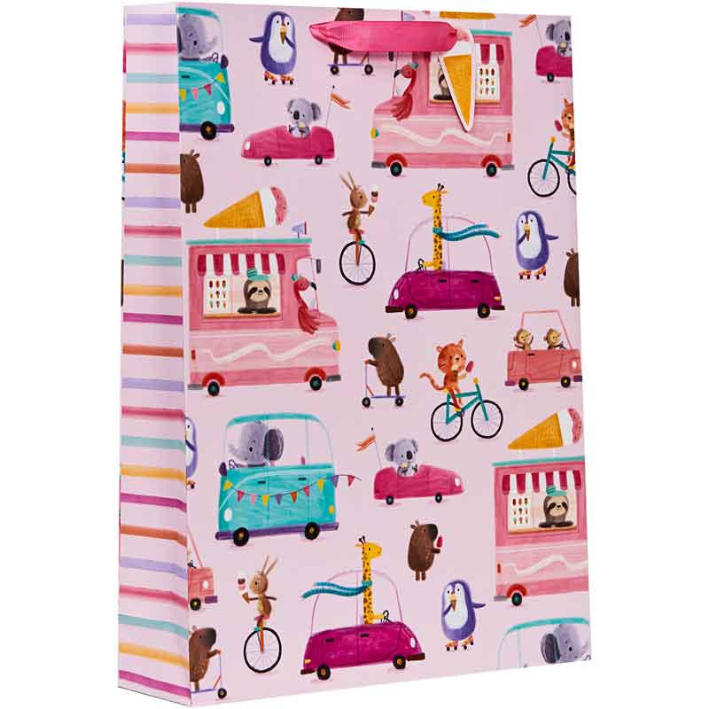 WHEELIE FUN PINK XLG GIFT BAG 6S