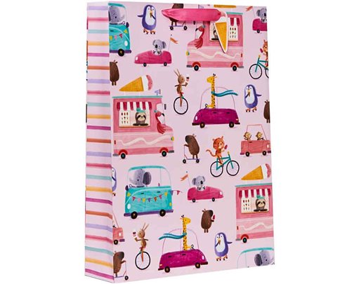 WHEELIE FUN PINK XLG GIFT BAG 6S