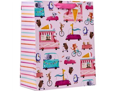 WHEELIE FUN PINK LARGE GIFT BAG 6S