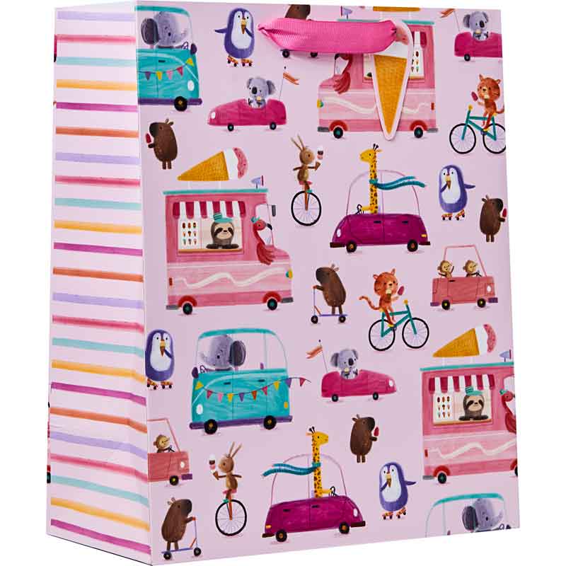 WHEELIE FUN PINK LARGE GIFT BAG 6S