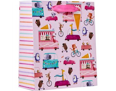 WHEELIE FUN PINK MEDIUM GIFT BAG 6S