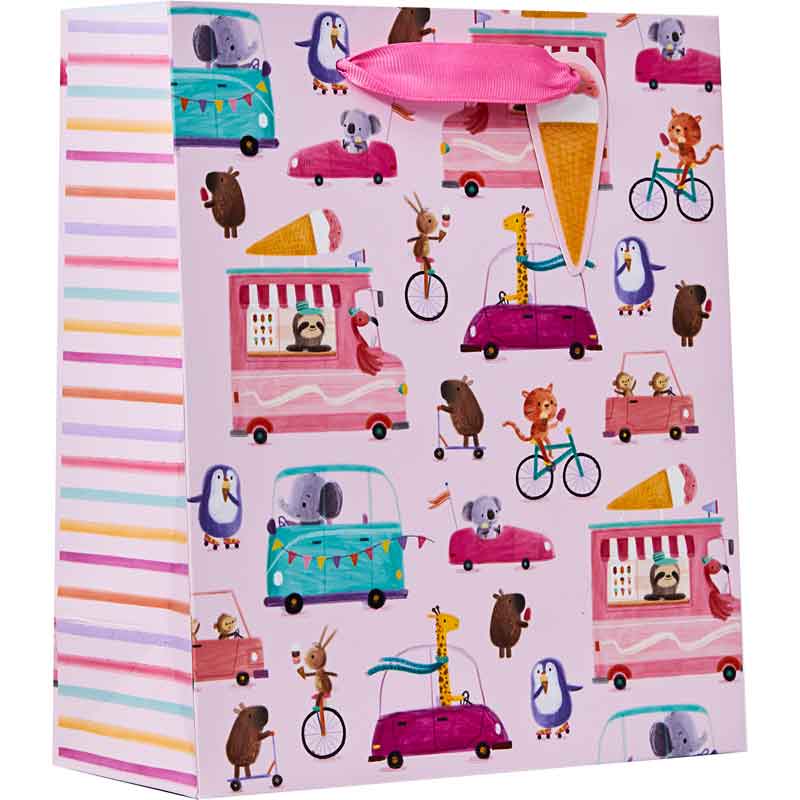 WHEELIE FUN PINK MEDIUM GIFT BAG 6S