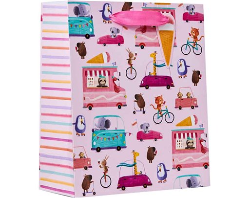 WHEELIE FUN PINK MEDIUM GIFT BAG 6S