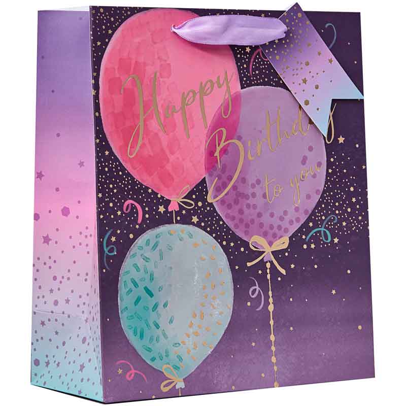 HAPPY BIRTHDAY BALLOONS MEDIUM GIFT BAG 6S