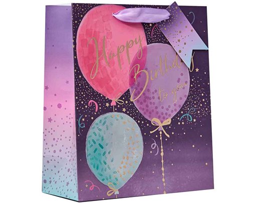 HAPPY BIRTHDAY BALLOONS MEDIUM GIFT BAG 6S