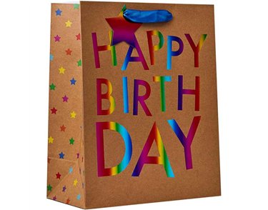 RAINBOW KRAFT HAPPY BIRTHDAY LARGE GIFT BAG 6S