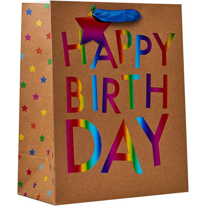 RAINBOW KRAFT HAPPY BIRTHDAY LARGE GIFT BAG 6S