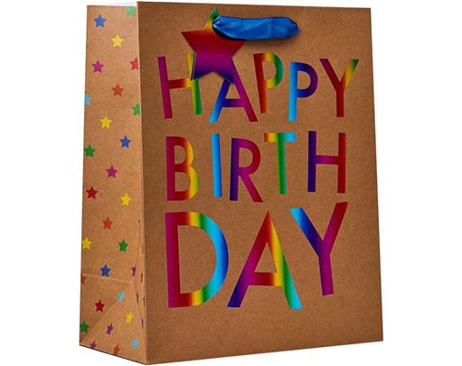 RAINBOW KRAFT HAPPY BIRTHDAY LARGE GIFT BAG 6S