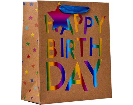 RAINBOW KRAFT HAPPY BIRTHDAY MEDIUM GIFT BAG 6S
