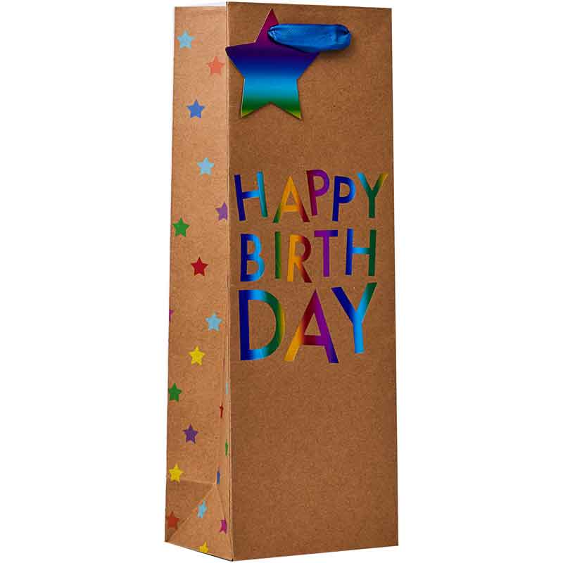 RAINBOW KRAFT HAPPY BIRTHDAY BOTTLE BAG 6S