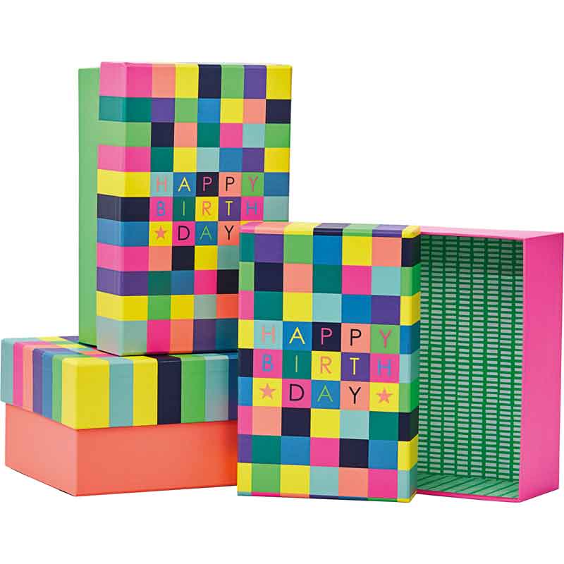 3SET CHECKERBOARD GIFT BOXES