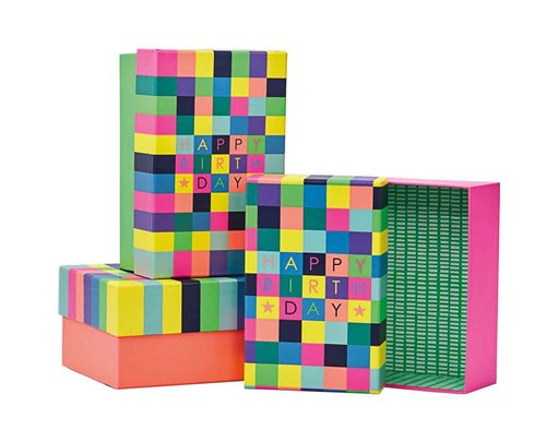 3SET CHECKERBOARD GIFT BOXES