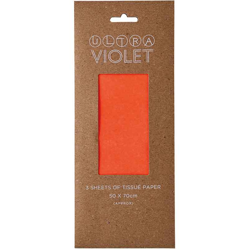3PC ORANGE NEON TISSUE SHEETS 12S