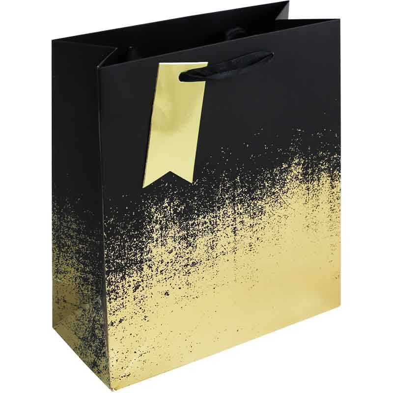 BLACK GOLD DISTRESSED MEDIUM GIFT BAG 6S