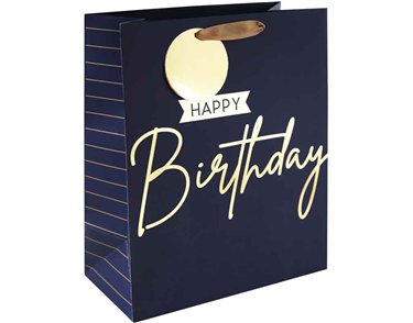 NAVY HAPPY BIRTHDAY LARGE GIFT BAG 6S