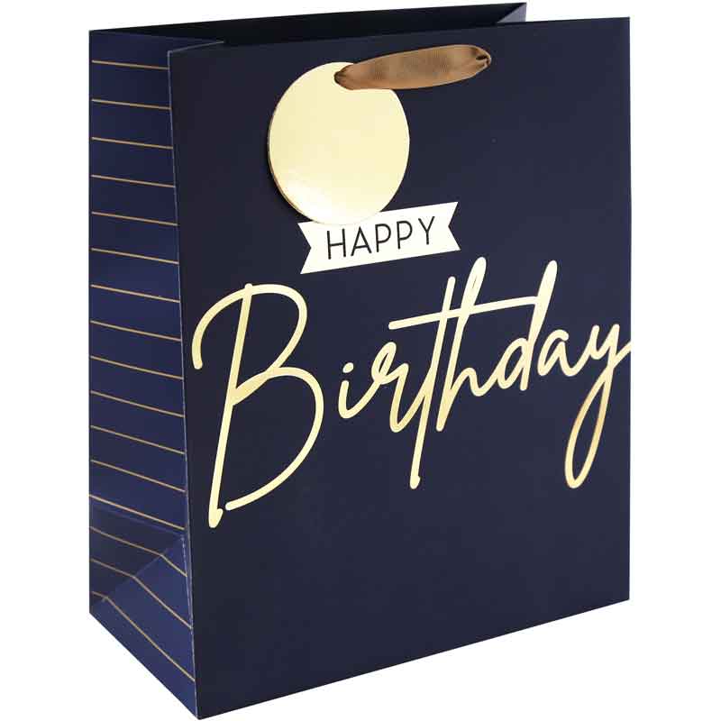 NAVY HAPPY BIRTHDAY LARGE GIFT BAG 6S