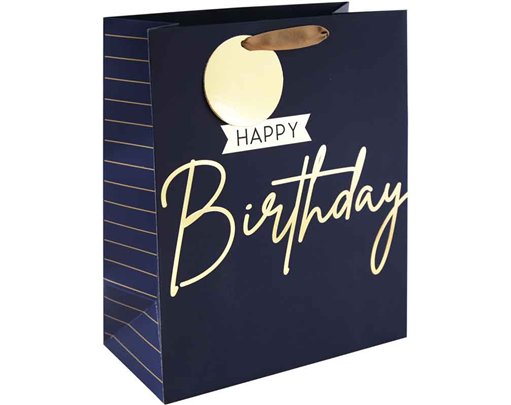 NAVY HAPPY BIRTHDAY LARGE GIFT BAG 6S