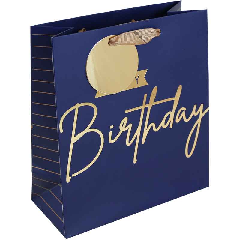 NAVY HAPPY BIRTHDAY MEDIUM GIFT BAG 6S