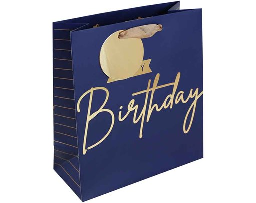NAVY HAPPY BIRTHDAY MEDIUM GIFT BAG 6S