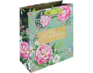 FLORAL HAPPY BIRTHDAY MEDIUM GIFT BAG 6S