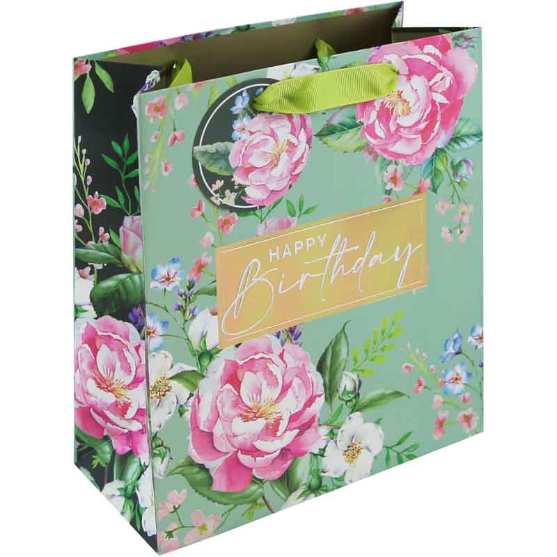 FLORAL HAPPY BIRTHDAY MEDIUM GIFT BAG 6S