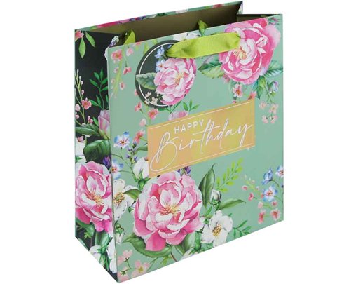 FLORAL HAPPY BIRTHDAY MEDIUM GIFT BAG 6S