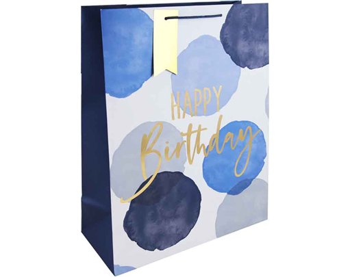 BLUE WATERCOLOUR HAPPY BIRTHDAY XLG GIFT BAG 6S