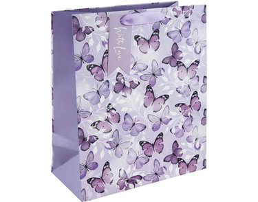 PURPLE BUTTERFLIES LARGE GIFT BAG 6S